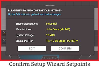 Confirm Setup Wizard Setpoints Screen