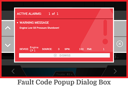 Fault Code Popup Dialog Box Screen