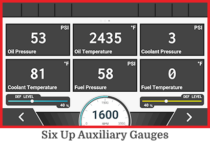 Six Up Auxiliary Gauges Screen