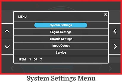 System Settings Menu Screen